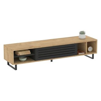 Dmora Mueble Porta Tv Sovico, Un Estante, Una Puerta, 5 Compartimentos, 160x40x35h Cm Negro Antracita