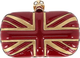 Alexander McQueen Alexander McQueen Pre-owned Womens Britannia Skull Box Clutch Bag in Red Patent Leather - One Size