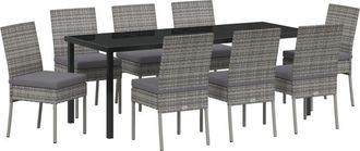 vidaXL Garden Dining Set 9 pcs Grey Powder-Coated Steel vidaXL