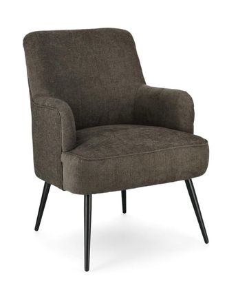 Konte Design Sill&oacute;n de tela marr&oacute;n tomillo y patas de acero barnizado negro