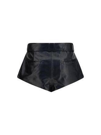 Magda Butrym Womens Flared Leather Shorts Black Sheep Bermuda
