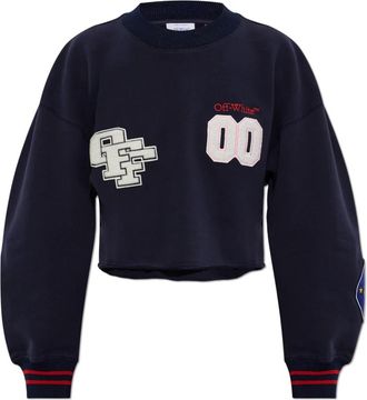 Off-white Royal Patch Cropped Sweatshirt - Dames - Sweatshirts - Blauw - M - Katoen - Hoodies & sweatvesten