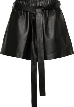 Red Valentino belted-waist leather shorts - women - Lambskin - 42 - Black