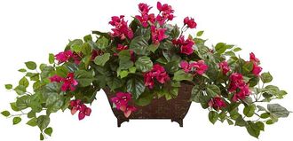 Nearly Natural Bougainvillea In Metal Planter