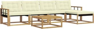vidaXL Conjunto De Sof&aacute;s De Exterior 6 Uds. Blanco Y Crema Vidaxl