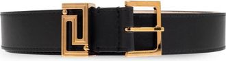 Versace V Leren Riem 3 cm - Dames - Riemen - Zwart - 80 CM - Leer - Accessoires