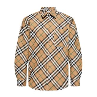 Burberry Geruit overhemd met lange mouwen - Heren - Casual Overhemden - Beige - S - Overhemden