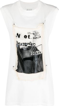 Maison Margiela graphic-appliqué sleeveless cotton T-shirt - women - Cotton - M - White