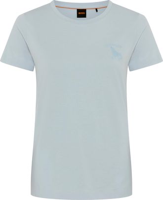 Boss Orange by Hugo Boss T-Shirt BOSS ORANGE Elove Premium Damenmode, Damen, Gr. XL, open blau 463, Single Jersey, Obermaterial: 100% Baumwolle, unifarben, slim fit normal, Ru