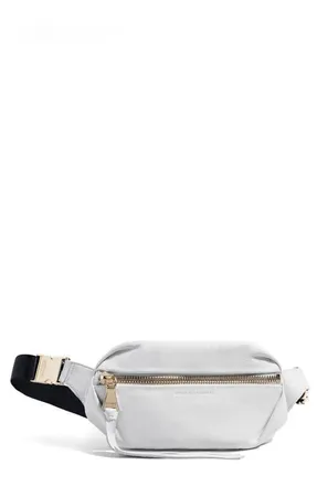 Aim&eacute;e Milan Leather Belt Bag in Cloud W/Shiny Gold at Nordstrom