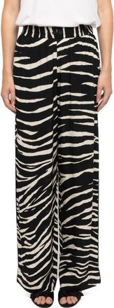 Zadig&Voltaire Pin Zebra Print Wide Leg Pants in Black at Nordstrom, Size 42