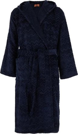 Missoni Home Chalk Badjas - Heren - Badjassen - Blauw - L - Katoen - Nachtkleding