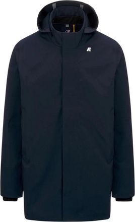 K-Way Middellange Parka met Afneembare Capuchon - Heren - Parka Jassen - Blauw - L - Polyester - Jassen