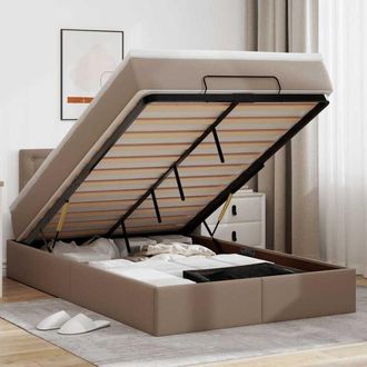 vidaXL Estructura Cama Otomana Colch&oacute;n Capuchino Cuero Sint&eacute;tico Vidaxl