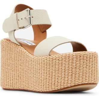 Steve Madden Sunset Platform Wedge Sandal in Bone Leather at Nordstrom Rack, Size 9