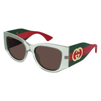 Gucci Vierkante Zonnebril - unisex - Accessoires - Groen - Maat: 55 MM Nylon