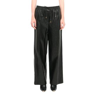 Michael Kors Broeken, Dames, Zwart, L, Katoen, Faux Leather Broeken