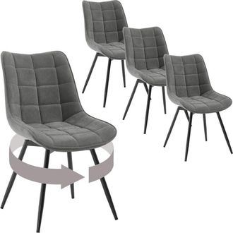 Woltu 4x Sedie da pranzo, sedie per soggiorno, salotto, ufficio o terrazza, schienale ergonomico, seduta vellutoe gambe in metallo, Grigio Scuro - Woltu