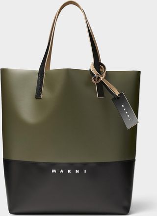 Marni Mens Tribeca olive green tote bag