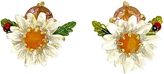 Les N&eacute;r&eacute;ides Ladies Faceted Glass Clip Daisy Earrings