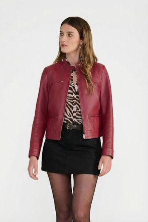 FURNIQ Blair Leather Jacket in Light Burgundy at Nordstrom, Size Xx-Large