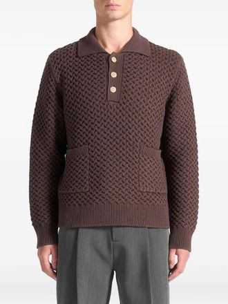 Mani&egrave;re De Voir waffle-knit polo shirt - Brown
