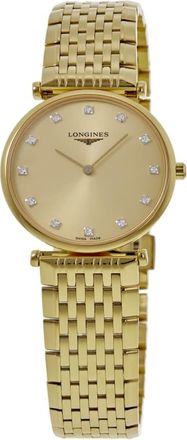 Longines La Grande Classique Quartz Yellow Gold Diamond Dial Steel Womens Watch L4.512.2.37.E