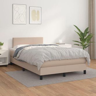 vidaXL Cama Box Spring Con Colch&oacute;n Cuero Sint&eacute;tico Capuchino 120x200cm Vidaxl