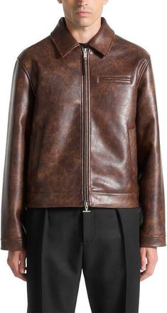 Mani&egrave;re De Voir Laurent Vintage Leather Jacket in Brown at Nordstrom, Size Xx-Large