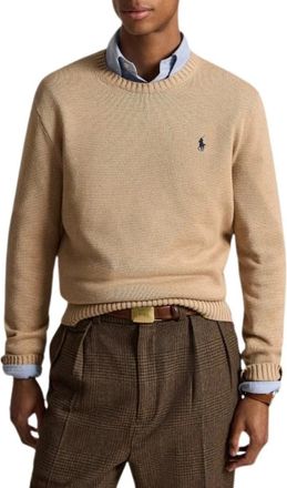 Ralph Lauren Maglione Girocollo in Cotone - - Knitwear - Uomo - Beige - S