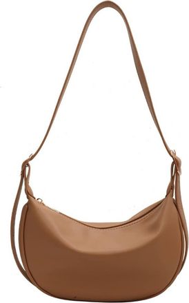 Generic Vegan Leather Crossbody Bags for Women Crescent Bag Fashion Large Purse and Handbags with Zipper Dumpling Bag (Khaki)
