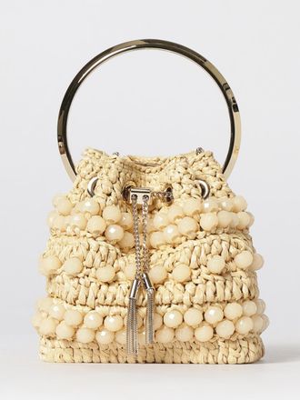 Jimmy Choo London Borsa Bon Bon Jimmy Choo in rafia crochet con perline sfaccettate