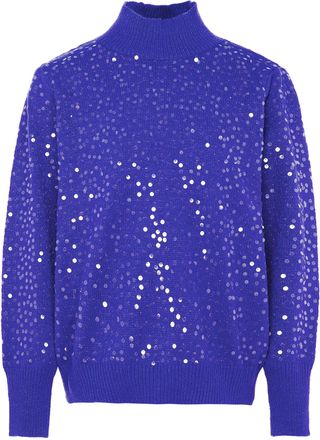 Faina Gebreide trui met pailletten Dames KONING BLAUW