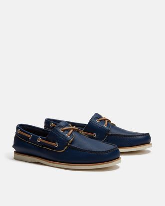 Timberland Mens Boat Shoe in Dark Blue Leather - Size UK 12.5