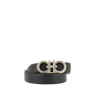 Ferragamo Belts, female, Black, Size: 95 CM Reversible Gancini Leather Belt