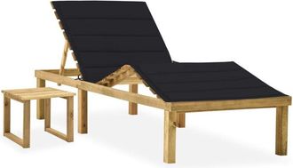 vidaXL Tumbona De Jard&iacute;n Con Mesa Y Coj&iacute;n De Madera De Pino Impregnada Vidaxl