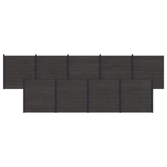 vidaXL Panel De Valla 9 Pcs Wpc Y Aluminio Negro Vidaxl