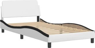 vidaXL Cama sin colchón cuero sintético blanco Negro 100x200 cm Vidaxl