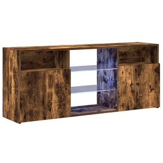 Berkfield Home TV Cabinet with LED Lights Smoked Oak 120x30x50 cm in Brown | Size: 120 x 30 x 50 cm