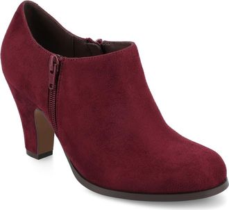 Journee Collection Sanzi Heeled Ankle Bootie in Oxblood Suede at Nordstrom Rack, Size 7.5