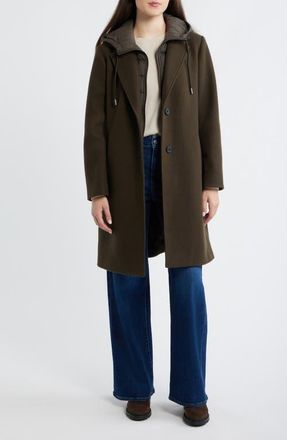 Lucky Brand Walker Coat with Hooded Bib Inset in Loden at Nordstrom, Size X-Small