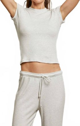 perfectwhitetee Mindy Brushed Waffle Short Sleeve Crew Neck Tee In Ash