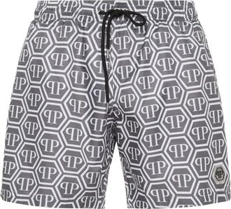 Philipp Plein Costume da bagno Hexagon jacquard - Blu