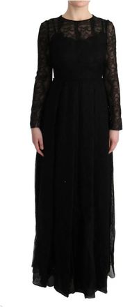Dolce & Gabbana Floral Lace Sheath Zijden Jurk - Dames - Avondkleed - Zwart - XS - Katoen - Kleedjes