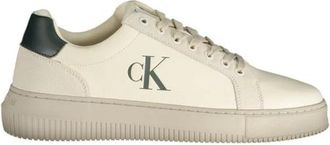 Calvin Klein Minimalistische Witte Sneakers met Distinctieve Print - Heren - Sneakers - Beige - 44 EU - Polyester - Schoenen