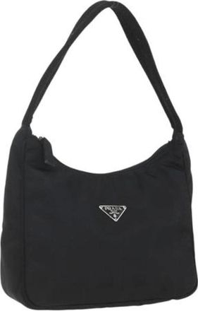 Prada Pre-owned Shoulder Bags, female, Black, Size: ONE SIZE Pre-owned Nylon Shoulder Bag