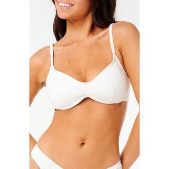 Rip Curl Dusk Jacquard D- & DD-Cup Bikini Top in White at Nordstrom, Size X-Large