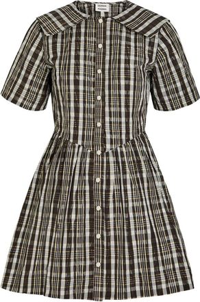 Damson Madder Miley Checked Taffeta Mini Dress - Multicoloured - 16 (UK16 / XL)