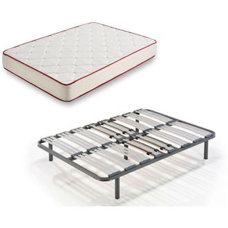 HOGAR 24 Rt50 - Colch&oacute;n Viscoel&aacute;stico + Somier Multil&aacute;minas Con Patas, Medida 80x200 Cm, Anti-acaros, Con Tejido 3d Y Aloe Vera, Gama Prestige Hotel
