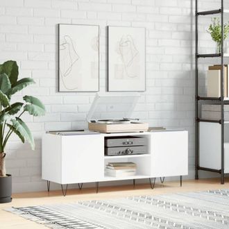 vidaXL Vidaxl - Mobile Porta Dischi Bianco 121x38x48 cm in Legno Multistrato